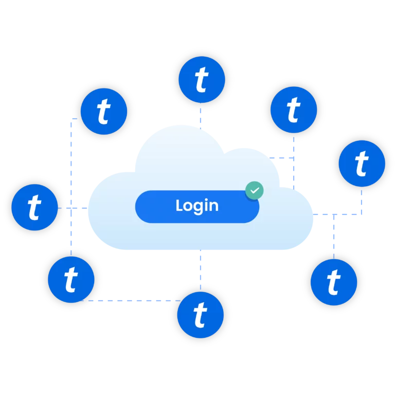 Sistema de login na nuvem que gerencia múltiplas contas Ticketmaster, simbolizando acesso seguro para usuários com código de pré-venda configurado pela Ticketmaster.